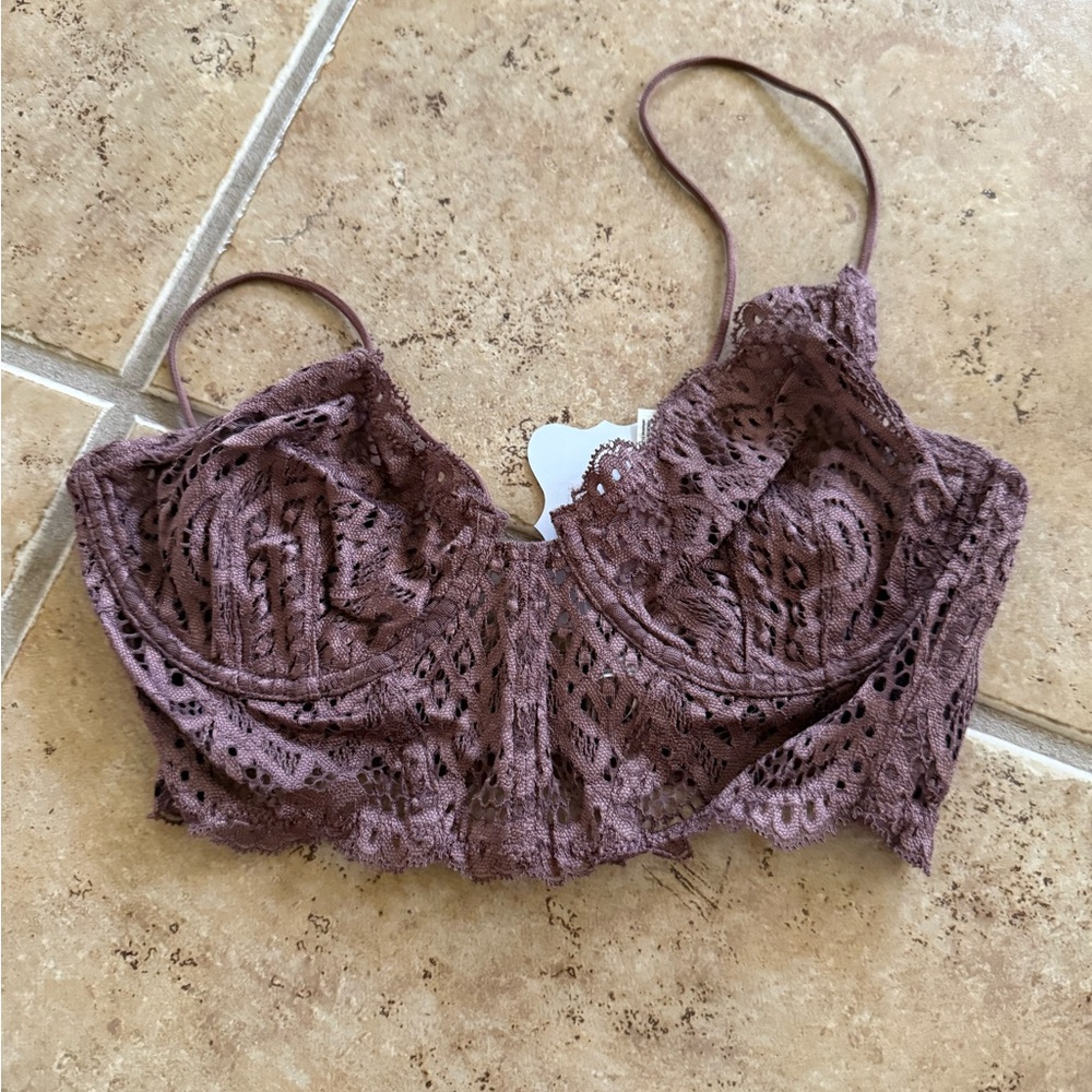 Free People Lace Bralette in Brown